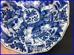 Antique 18th C Chinese blue&white Porcelain Plate Saucer Kangxi Period
