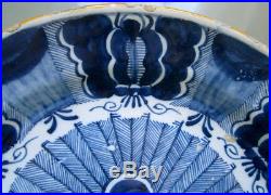 Antique 18th C. Dutch Delft Peacock Charger Plate Blue White 13 3/4 Inch 35 CM