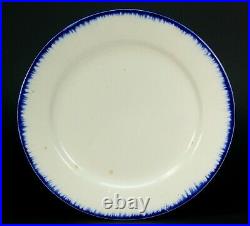 =Antique 18th C. Leeds Marked Pearlware Plate Blue Feather Edge B&W Porcelain 9