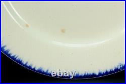=Antique 18th C. Leeds Marked Pearlware Plate Blue Feather Edge B&W Porcelain 9