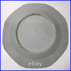 Antique 18th Century Chinese Porcelain Plate Blue White with Overglaze Enamels