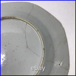 Antique 18th Century Chinese Porcelain Plate Blue White with Overglaze Enamels