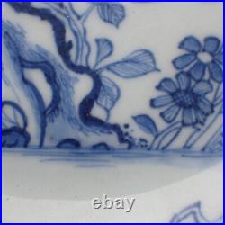 Antique 18th Century Chinese Qing Blue & White Plate Bamboo Chrysanthemum