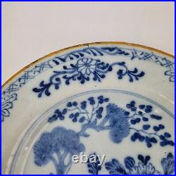 Antique 18th Century Delft Blue & White Plate Decorated Fenced Garden 22.9cm #3