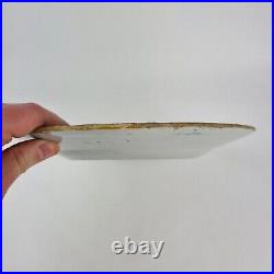 Antique 18th Century Delft Blue & White Plate Decorated Fenced Garden 22.9cm #3