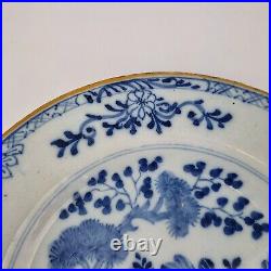 Antique 18th Century Delft Blue & White Plate Decorated Fenced Garden 23cm #2