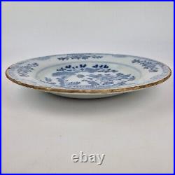 Antique 18th Century Delft Blue & White Plate Decorated Fenced Garden 23cm #2