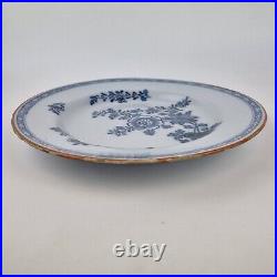 Antique 18th Century Delft Blue & White Plate Decorated Flowers 22.8cm #1