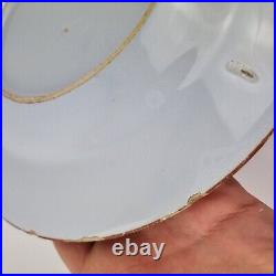 Antique 18th Century Delft Blue & White Plate Decorated Flowers 22.8cm #1