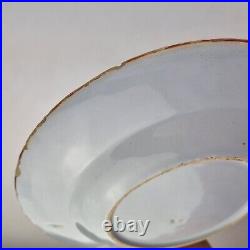 Antique 18th Century Delft Blue & White Plate Decorated Flowers 22.8cm #1