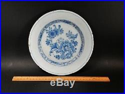 Antique 18th Century Dutch Delft Blue White Plate Ming Chinoiserie Style 8.5