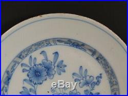 Antique 18th Century Dutch Delft Blue White Plate Ming Chinoiserie Style 8.5