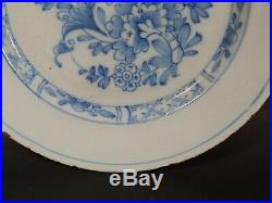 Antique 18th Century Dutch Delft Blue White Plate Ming Chinoiserie Style 8.5