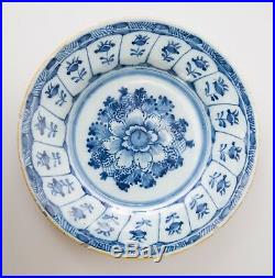Antique 18th-Century Dutch Delft Faience Floral Flowers Blue & White Plate