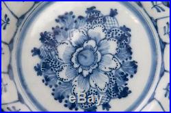 Antique 18th-Century Dutch Delft Faience Floral Flowers Blue & White Plate