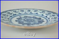 Antique 18th-Century Dutch Delft Faience Floral Flowers Blue & White Plate