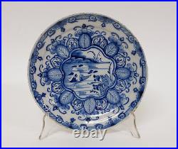 Antique 18th Century Dutch Delft Pottery Blue & White Pancake Plate Dish