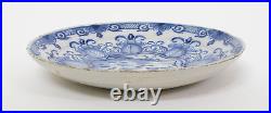 Antique 18th Century Dutch Delft Pottery Blue & White Pancake Plate Dish