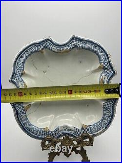 Antique 18th English Delft Blue & White Tin Glazed Charger Plate