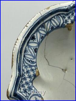 Antique 18th English Delft Blue & White Tin Glazed Charger Plate