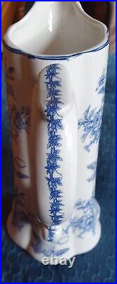 Antique 1910 English Blue & White Floral Ironstone Pitcher 10 No Chips/Cracks