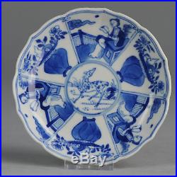 Antique 19C Chinese Porcelain Tea Bowl Revival Kangxi Blue White China Antique