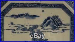 Antique 19c Chinese Porcelain Blue And White Large Plate Landscape Scenes