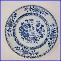 Antique 19thC Chinese Blue And White Plate Painted With Flowers