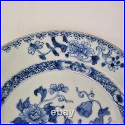 Antique 19thC Chinese Blue And White Plate Painted With Flowers