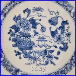 Antique 19thC Chinese Blue And White Plate Painted With Flowers