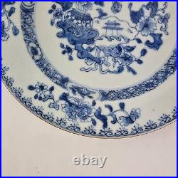 Antique 19thC Chinese Blue And White Plate Painted With Flowers