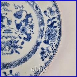 Antique 19thC Chinese Blue And White Plate Painted With Flowers