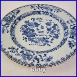 Antique 19thC Chinese Blue And White Plate Painted With Flowers