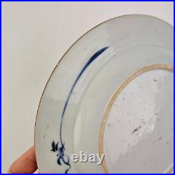 Antique 19thC Chinese Blue And White Plate Painted With Flowers