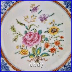Antique 19thC Chinese Blue And White Plate Painted With Flowers 22.5cm #1