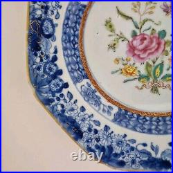 Antique 19thC Chinese Blue And White Plate Painted With Flowers 22.5cm #1
