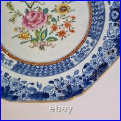 Antique 19thC Chinese Blue And White Plate Painted With Flowers 22.5cm #1