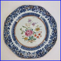 Antique 19thC Chinese Blue And White Plate Painted With Flowers 22.5cm #4