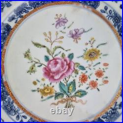 Antique 19thC Chinese Blue And White Plate Painted With Flowers 22.5cm #4