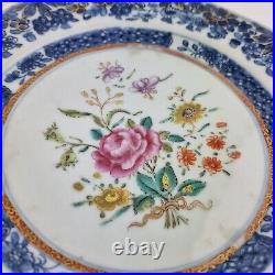 Antique 19thC Chinese Blue And White Plate Painted With Flowers 22.5cm #4