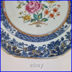 Antique 19thC Chinese Blue And White Plate Painted With Flowers 22.5cm #4