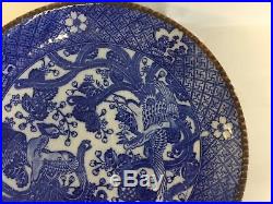 Antique 19thC Meiji Period Igezara Japanese Blue White Charger Plate PHOENIX