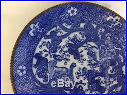 Antique 19thC Meiji Period Igezara Japanese Blue White Charger Plate PHOENIX