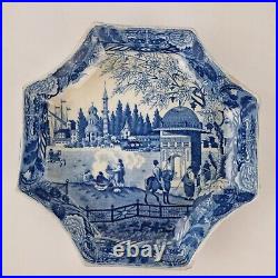 Antique 19th Century Blue And White Quatrefoil Style Dish 20.9cm Wide