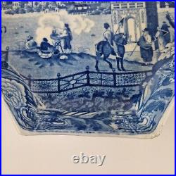 Antique 19th Century Blue And White Quatrefoil Style Dish 20.9cm Wide