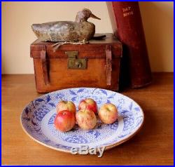 Antique 19th Century Blue & White Lotus Blossom Charger Plate. Large Fruit Bowl