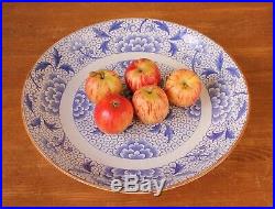 Antique 19th Century Blue & White Lotus Blossom Charger Plate. Large Fruit Bowl