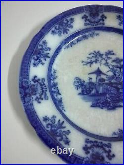 Antique 19th Century Davenport Flow Blue Amoy Pattern XL Serving Plate
