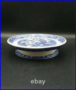 Antique 19th Century Ironstone Willow Pattern Tazza/Raised Cake Stand
