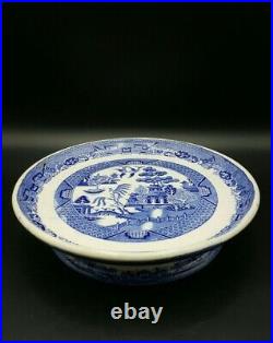 Antique 19th Century Ironstone Willow Pattern Tazza/Raised Cake Stand
